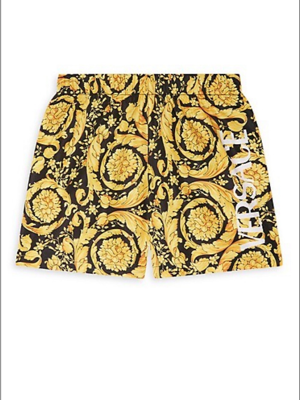 Versace Black and Gold Baroque Print Kids Swim Shorts